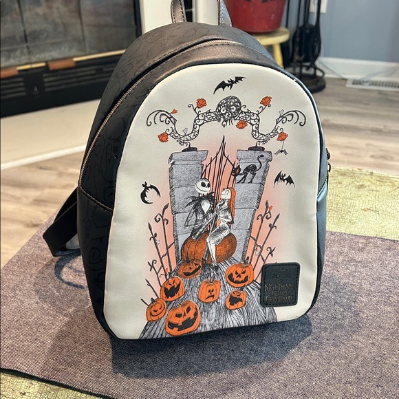 Disney Loungefly Nightmare Before Christmas Mini Backpack Jack & Sally Halloween - Picture 1 of 7